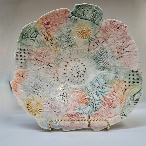 CP-001 Platter, Paper Porcelain & Gold Luster $250 at Hunter Wolff Gallery